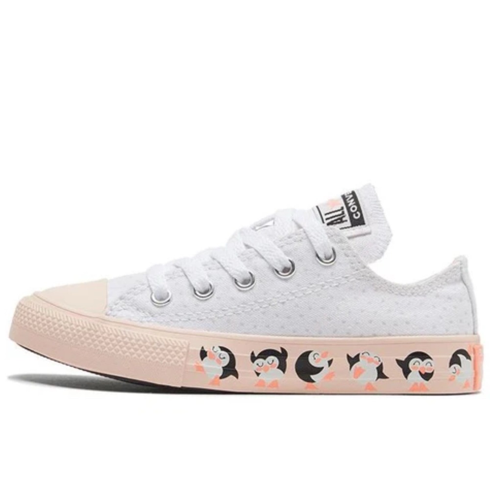 New Converse White Peach Sole Penguin Sneakers